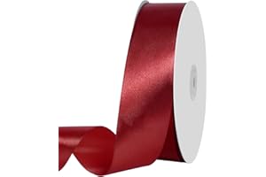IEFOAH 1 1/2 inch Wine Red Ribbon,100 Yards 1-1/2 inch Wine Red Stain Ribbon Solid Fabric Ribbon for Gift Wrapping Floral Bouquets Wedding Home Party Decoration