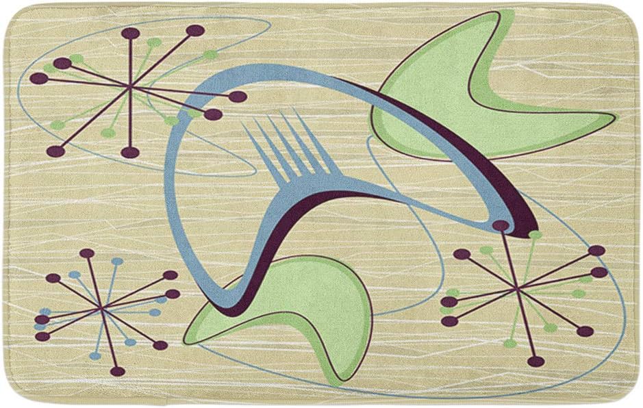 Amazon Com Adowyee Bath Mat Mid Century Modern 1950s Style Vintage Retro Atomic Pattern1950s Pattern 1960s 50s Cozy Bathroom Decor Bath Rug With Non Slip Backing 20 X 30 Kitchen Dining