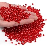 Chuyau 1000pcs Red 6mm Pearl Beads with Hole Round Pearls for Crafting Loose Pearl Beads for Jewelry Making Fake Pearls Bead for Bracelets Necklaces Earrings Key Chains Accessories DIY