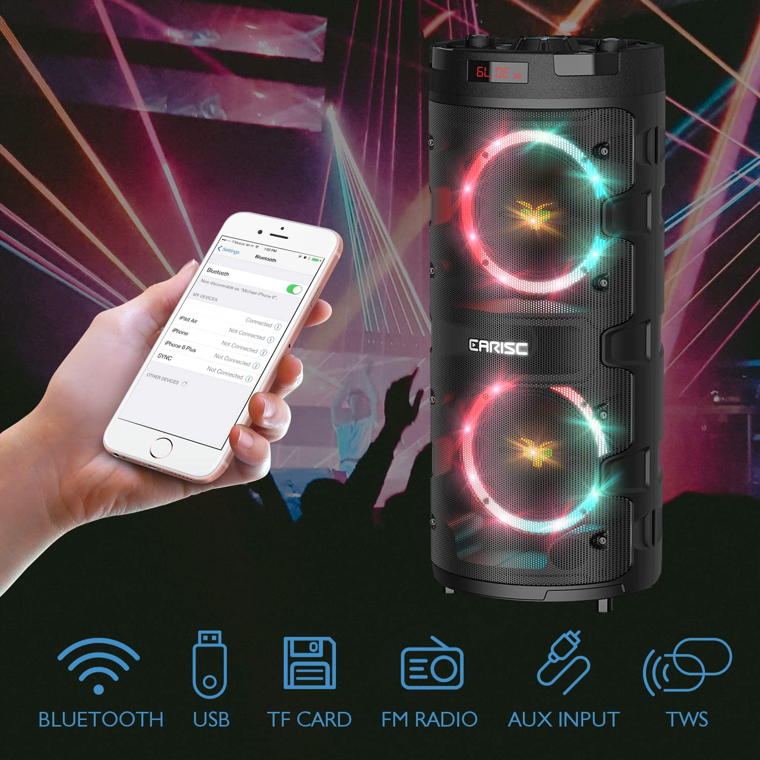 Eariser Mua EARISE M62 Portable Bluetooth PA Speaker, Dual 6.5