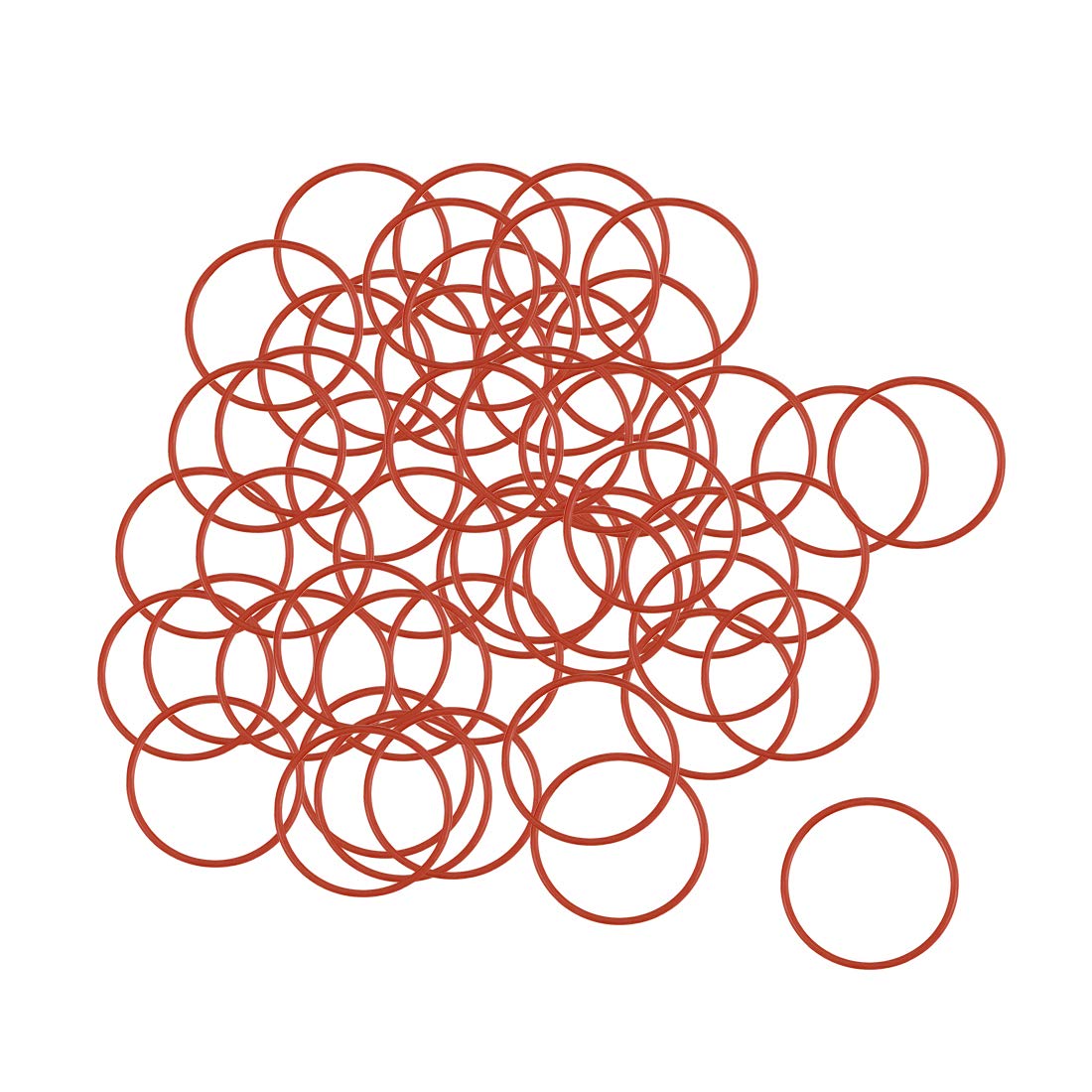 sourcing map Silicone O-Ring, 20mm OD, 18mm ID, 1mm Width, VMQ Seal Rings Gasket, Red, Pack of 50