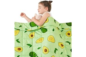 yescool Weighted Blanket 5 Pounds Cooling Weighted Lap Blanket, Green Avocados Heavy Blanket for Sleeping, Breathable Weighted Throw Blanket for 40-60lbs, 36"x48"