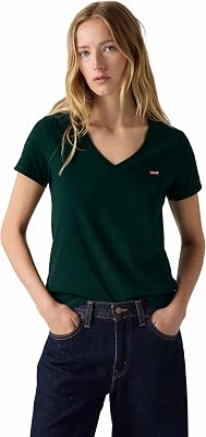 T-Shirt à col V Parfait pour Femme (1 pièce), Vert pin, M