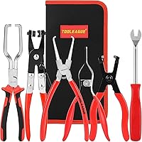 TOOLEAGUE Fuel Line Pliers Set 5Pcs, Hose Remover, 9" Fuel Filter Caliper, Hose Pipe Clamp Clip, Flat Hose Clamp Plier, 30 De