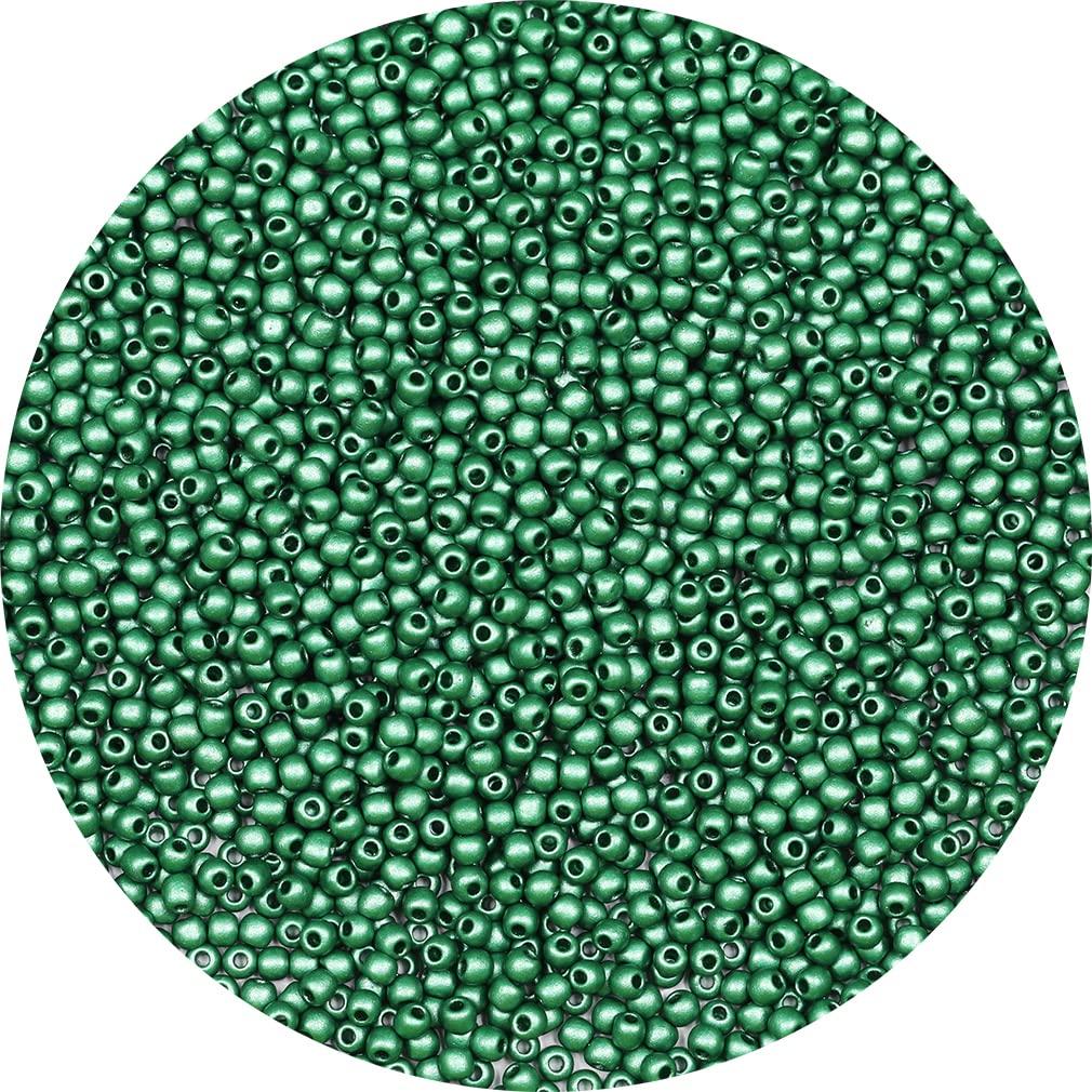Bala&Fillic Size 2mm Matte Green Color Seed Beads 9000+pcs/100 Grams, 12/0 Round Glass Craft Beads for Making Jewelry Earring Bracelets Necklace