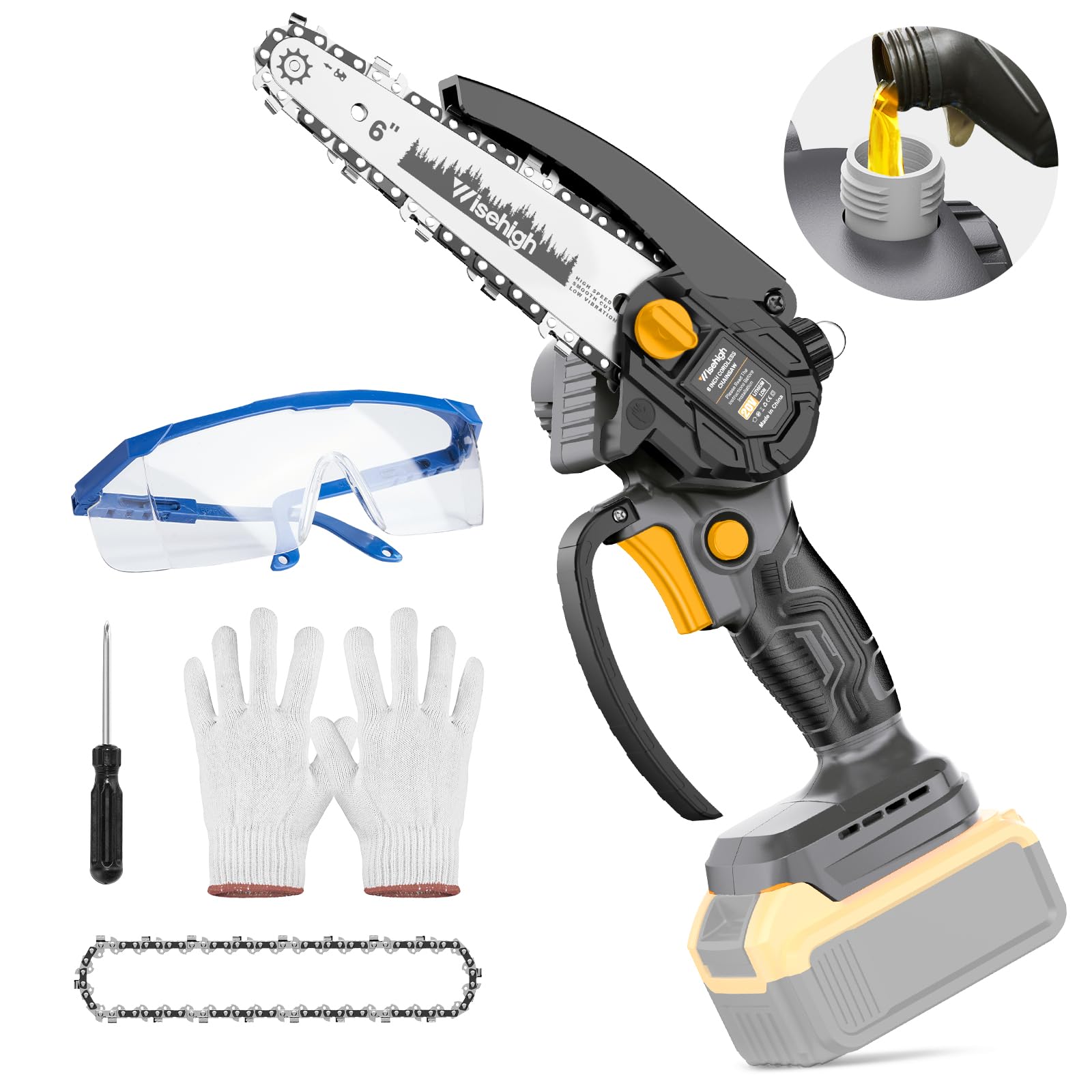 Cordless Power Chainsaw For Dewalt 20V Max Battery, Mini Chainsaw 6inch