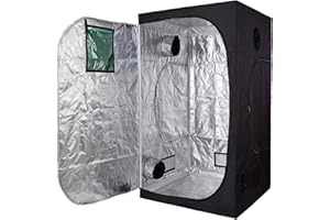 CDMALL 3'x3' Grow Tent 600D Mylar Hydroponic Indoor Plants Growing Tent with Observation Window and Floor Tray 36''x36''x72'' Grow Cabinet for 4 Plants