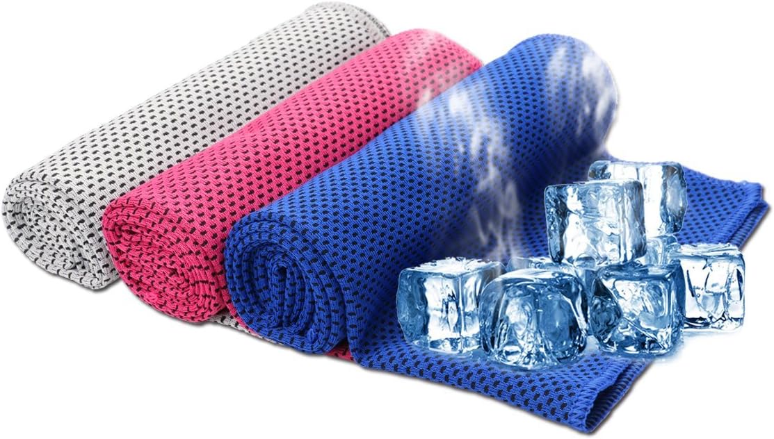 SHISHUO Cooling Towel - 3 Pack 85 x 30 cm Ice Cold Instant Relief Quick Dry Sweat Towel for Sports