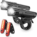 Defurhome Bike Light Set Front and Rear USB Rechargeable 2000mAh 2 Pack
