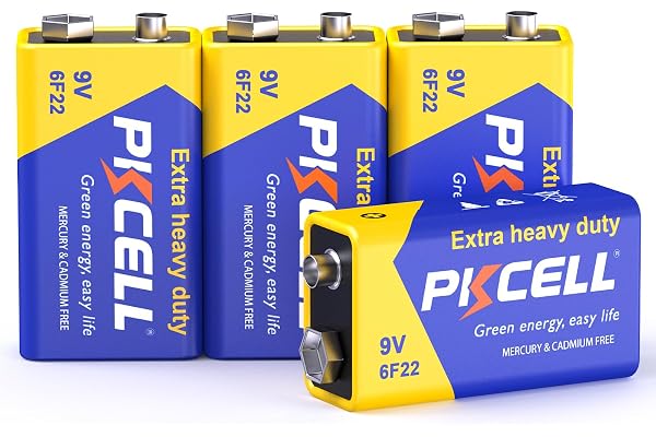 PKCELL 9V Batteries 4PCS 9 Volt Battery for Smoke Detector | 6F22 Square Battery Carbon Zinc Fire Alarms Smoke Detector Batte