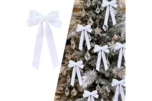 12 Pcs Velvet Bows for Christmas Tree, Rustic Bows Velvet Christmas Ornaments for Xmas Home Garland Decorations Holiday, Wedd