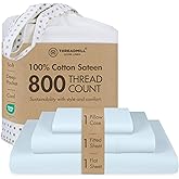 Threadmill Luxury 800 Thread Count 100% Cotton Sheets - Sateen Weave Twin XL Bed-Sheets, Better Than Egyptian Cotton,3 Pc Solid Soft Bedding Set (Light Blue), Fits 15" Deep Pocket