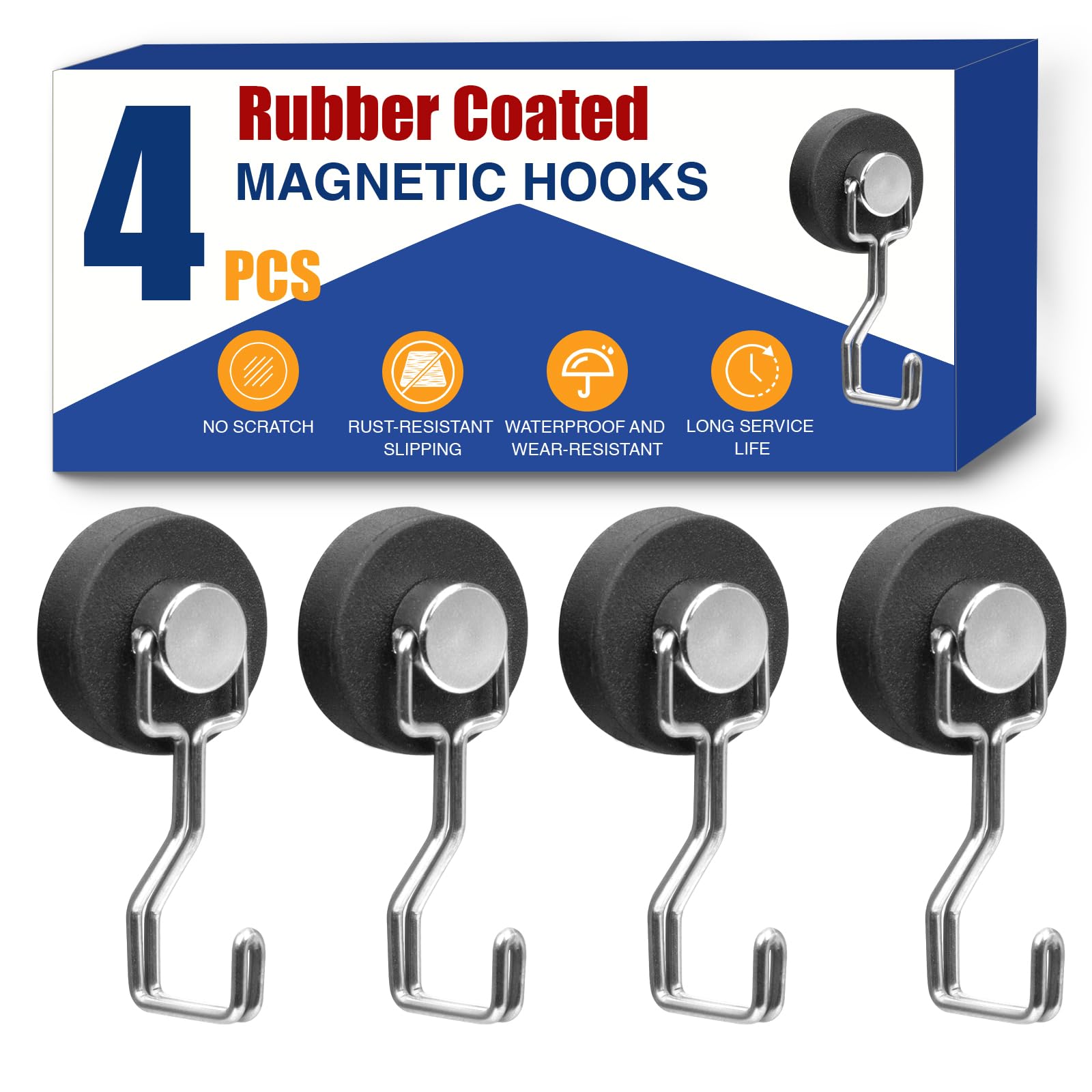 Photo 1 of JINGZHAN Heavy Duty Magnetic Hooks for Grill, Refrigerator & BBQ – 4-Pack Strong Magnet Hooks for Hanging Grill Tools, Kitchen Utensils, Towels & Outdoor Camping Accessories