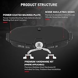 cciyu D1082 Rear Ceramic Brake Pads Kits 4pcs fit