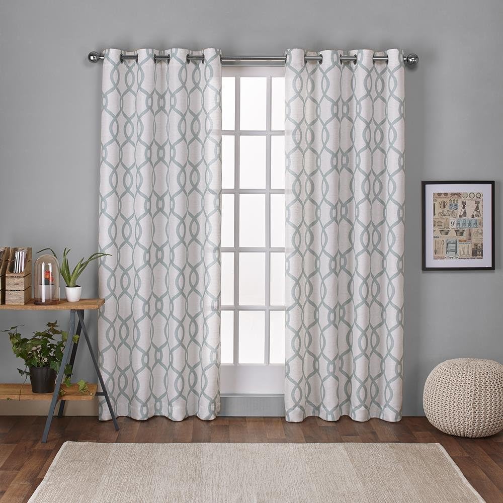 Exclusive Home Curtains Kochi Linen Blend Grommet Top Curtain Panel Pair, 54x84, Seafoam, 2 Count
