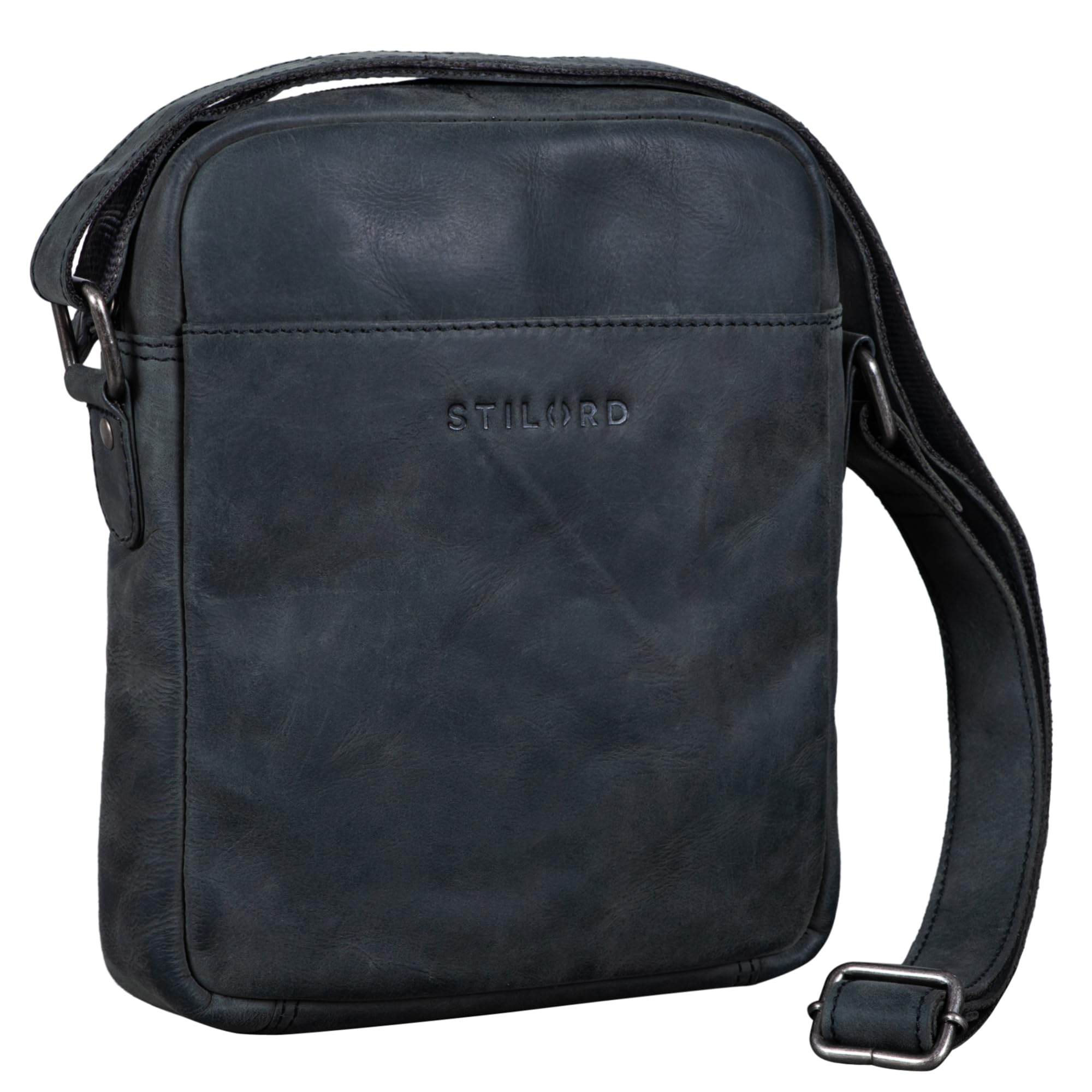 STILORD "Nils" Men's Small Shoulder Bag Leather Vintage Tablet Bag 9.7 Inch Messenger Bag Cross Body Bag Genuine Leather Colour:Anthracite