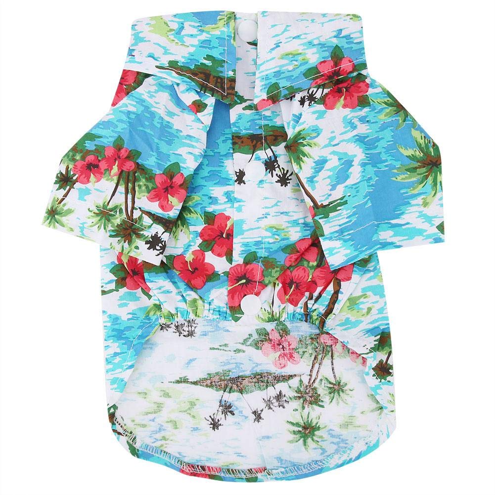 Pet Hawaiian Shirt Fashionable Breathable Dog Summer T-Shirt Comfortable Seaside Resort Style Pet Clothes Puppy Clothing for Small to Medium Dogs Cats(S)