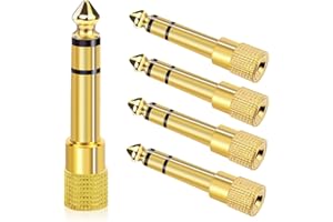 Aqdocvf 5-Pack 3.5mm to 1/4" Adapter, Gold Plated Headphone Adapters, 1/4" to 3.5mm Adapter, Stereo Audio Headphone Jack Adapter for Aux Cable, Headphones, Piano, Drums, Guitar Amplifier
