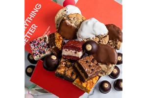 Brownie Points Trio of Treat, Baby Brownies, Individually Wrapped, Fine and Fresh Ingredients, Gift Box and Gifts Baskets for all Occasions, Fudge Chocolate Brownies, Baked from Scratch, Gourmet Sweet Desserts.
