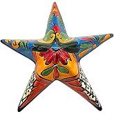 Talavera Pottery Store Wall Star Hand Painted Indoor Outdoor Multi Colored Figure Glazed