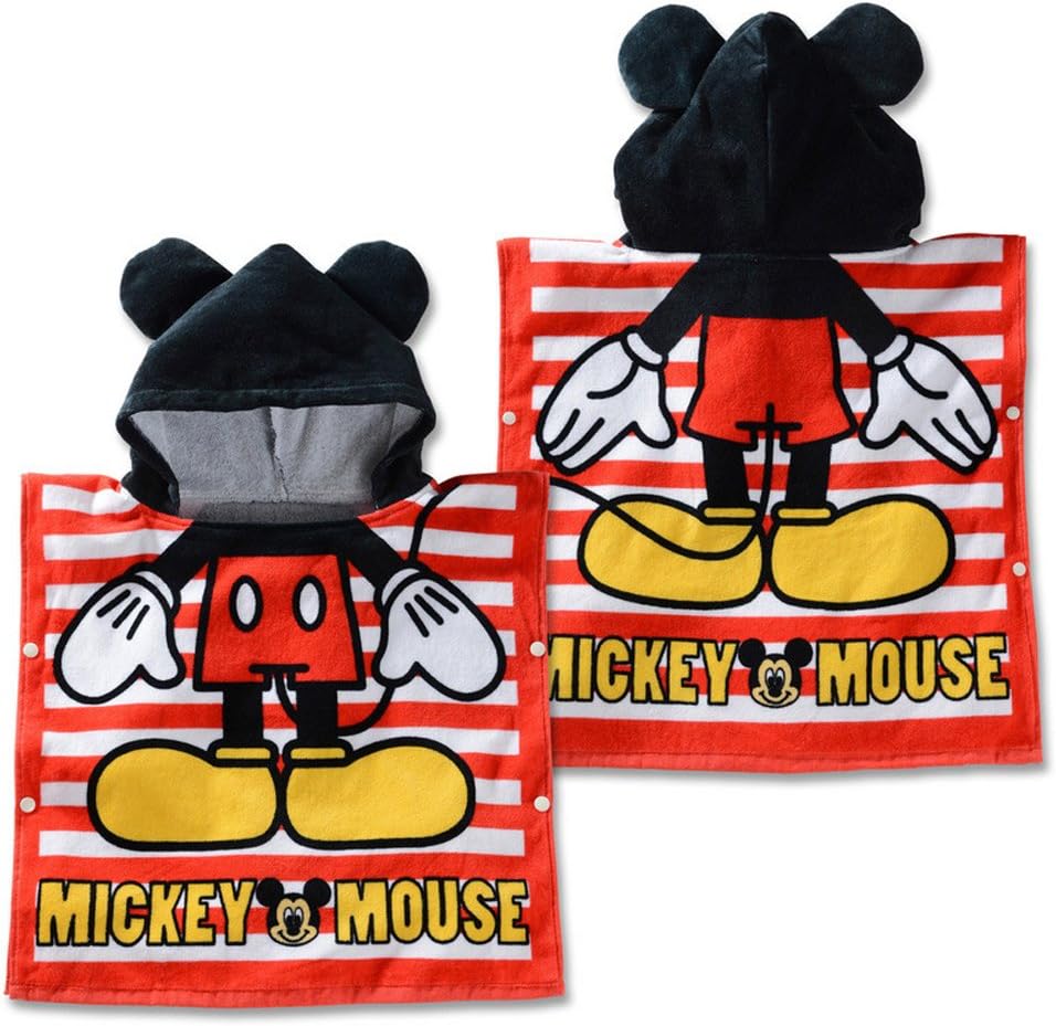 Kids Boy Hooded Towel Mickey, Bathroom/ Pool/ Beach Cotto Towel, Red wth Back