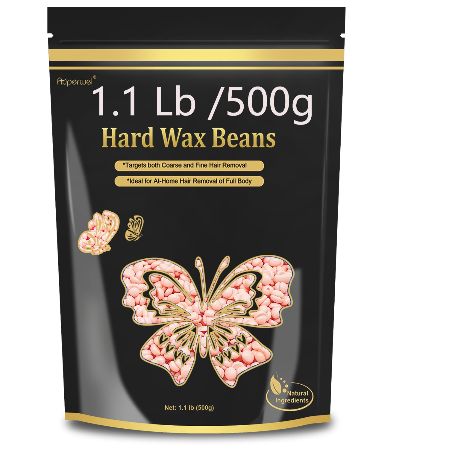 Wax Beads for Hair Removal, 1.1LB Painless Salon Hard Wax Beans for Bikini, Eyebrow Facial, At Home Pearl Waxing Beads for Sensitive Skin with 20 Spatulas for Women Men(Rose)