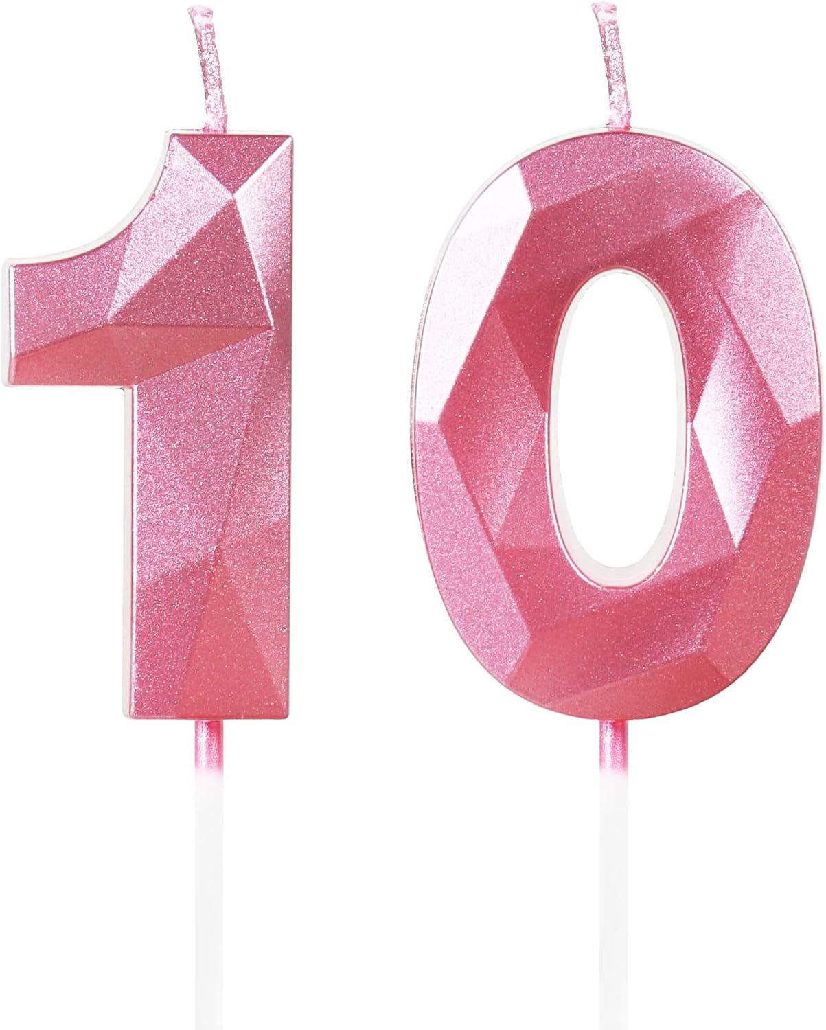 Candles & Holders - Number 10 Candles,10th Birthday Candles,Pink Happy Birthday Candle for Cake,3D Design Cake Topper Decorations for Girl Women Pet Birthday Party Wedding Anniversary Celebration Supplies