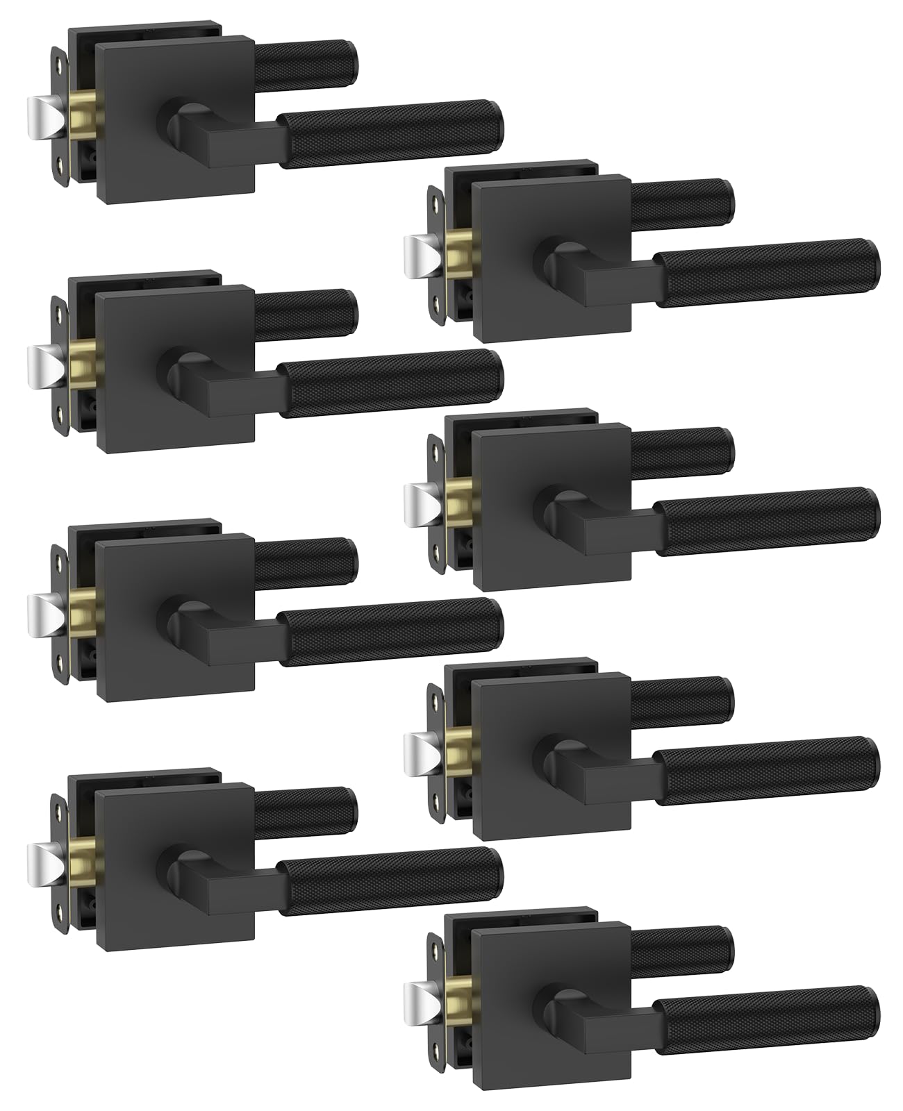 Photo 1 of Asidrama 8 Pack Black Passage Door Handles, Door Lever with Door Knobs Indoor for Bedroom or Bathroom, Heavy Duty Door Handles Interior with Locks for Left Right Sided Doors 098