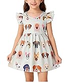 nebljgo Toddler Girls Dress Cute Animal Print Dresses Ruffle Bottom Flutter Sleeve Apparel 2-8Y