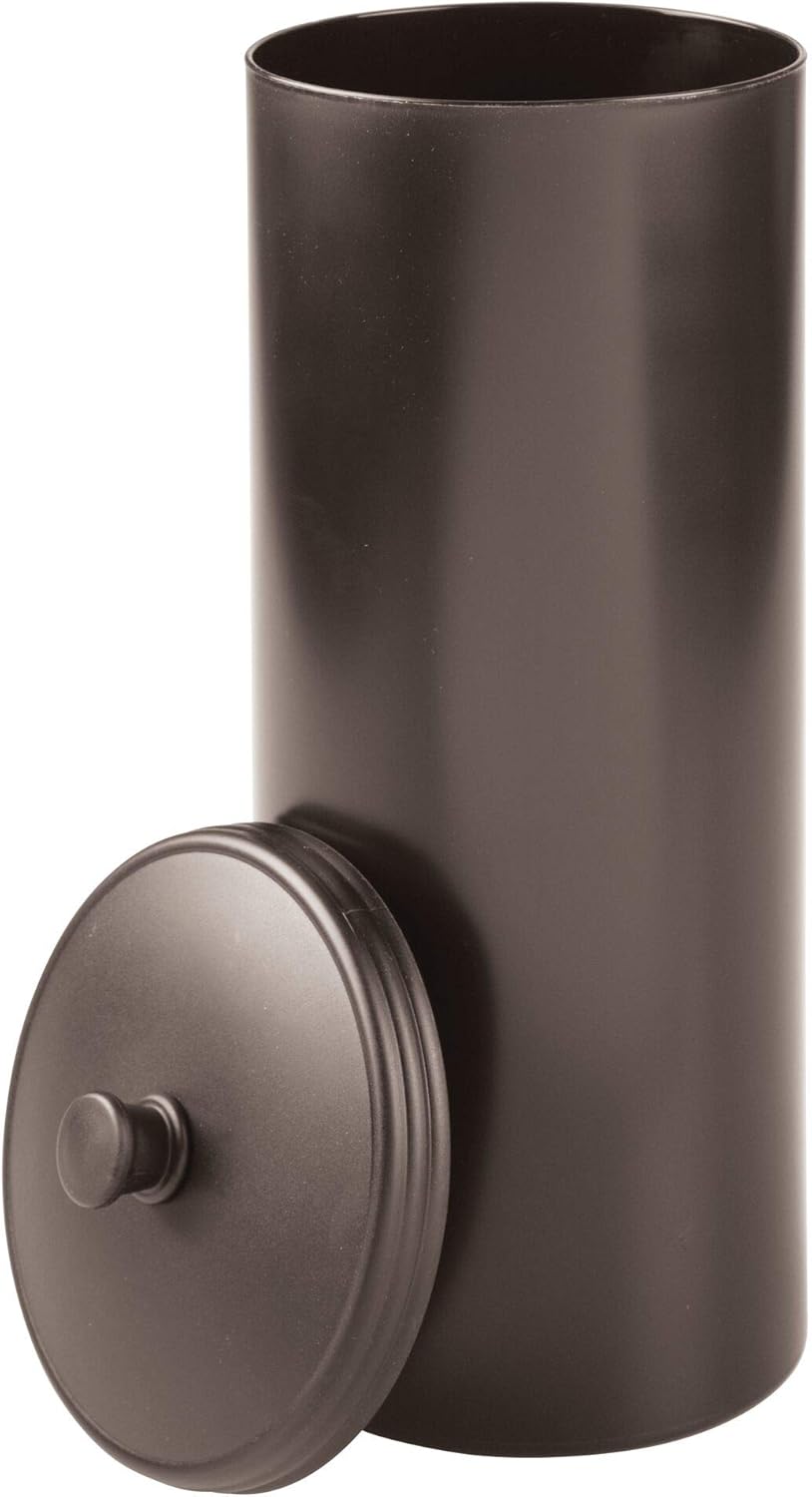 iDesign Kent Plastic Toilet Tissue Roll Reserve Organizer for Bathroom, Vertical Free Standing Compact Organizer, Holds 3 Rolls of Toilet Paper, Bronze: Home & Kitchen