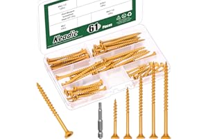Keadic 60Pcs 5 Size Deck Screws, T25 Star Torx Drive Flat Head Wood Screws, Heavy-Duty Outdoor Wood Screws Assortment Fastene