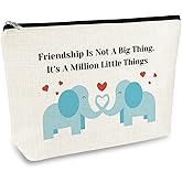 Friendship Gifts for Women Best Friend Makeup Bag Elephant Friendship Gifts Birthday Graduation Gift for Female Besties Sisters BFF Elephant Lovers Gift Cosmetic Bag Travel Toiletry Pouch