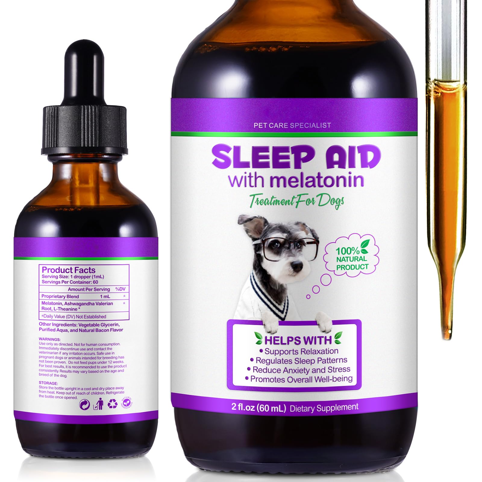 Vortexonix Melatonin for Dogs & Cats, Dog Melatonin, Helps with Noise, Fireworks, Separation Anxiety & Travel Anxiety, Promote Relaxation & Deep Sleep for Cat & Dog