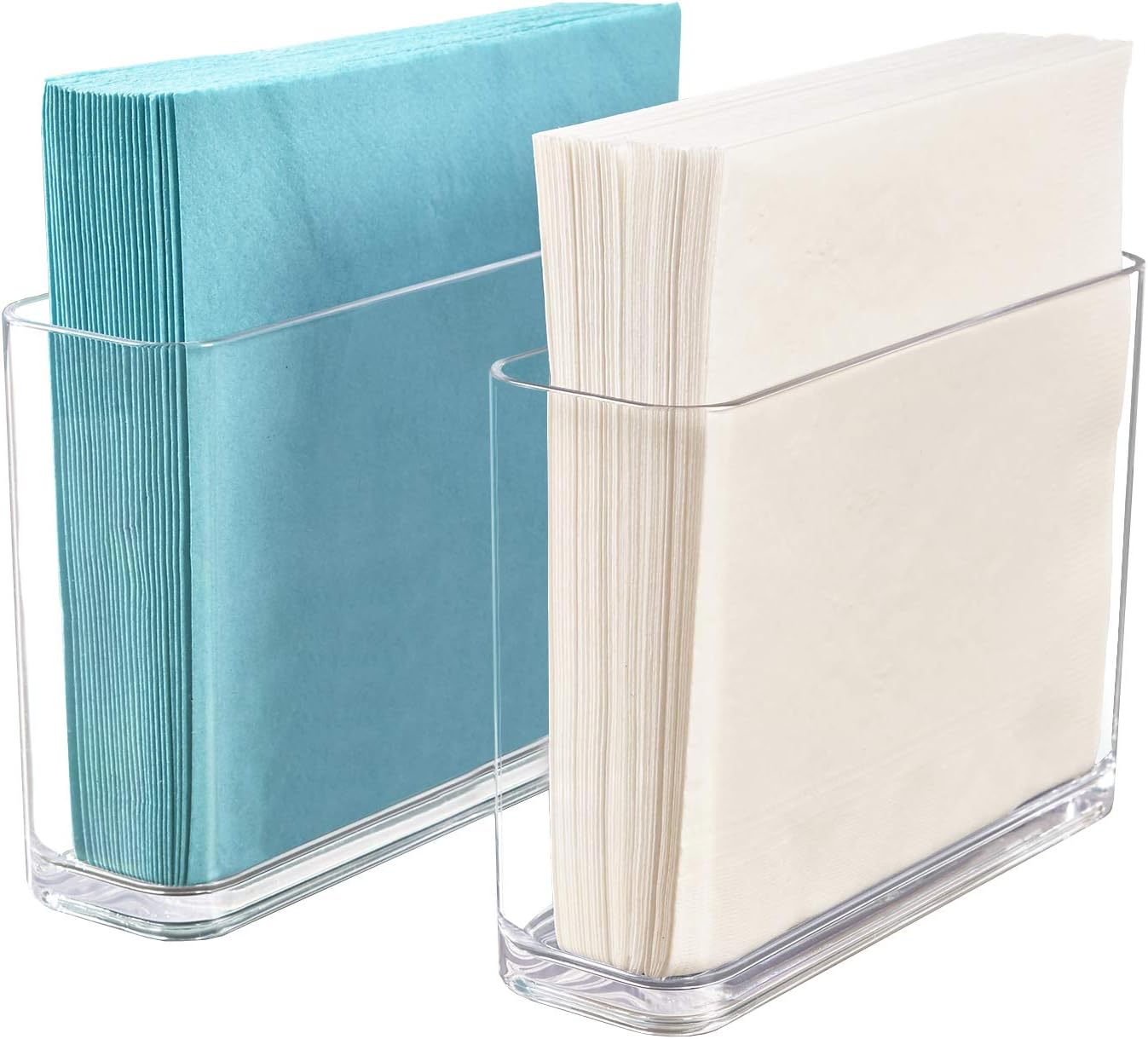 STORi Clear Plastic Holder for Napkins and Plastic Utensils Set of 2