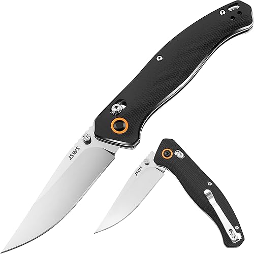 JSWS Tactical Knife Pocket Folding Knife 3.7'' Blade Micarta Handle Axis Lock 440C Stainless Steel Camping Knife Perfect for Fishing Hiking Survival Gifts for Men Women