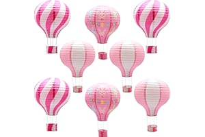 YIOTJUNL Pink Hanging Hot Air Balloon Paper Lanterns Set, Party Decoration Christmas Wedding Birthday Party Decor Gift, 12 inch, Pack of 8 Pieces