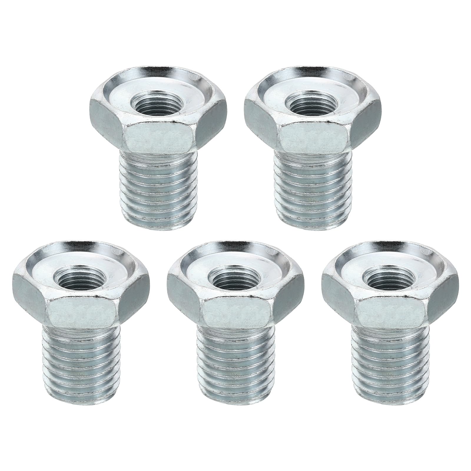 PATIKIL M16x2 to M10x1 Hex Thread Reducing Connector, 5 Pack Hollow Bolt Reducing Nut Screw Sleeve Through Hole Fasteners Adapter Reducer Hardware, 28mm