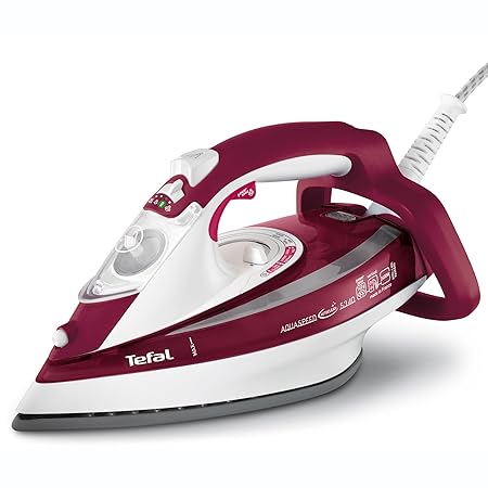 Tefal FV 5340 Dampfbügeleisen Aquaspeed, 2400 Watt, 40g/min Dampfleistung, 140g/min Dampfstoß, Autoclean Bügelsohle, dunkelro