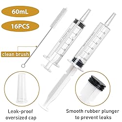 Kid2Kit 16 Packs Jello Shot Syringes with Cap, 60mL