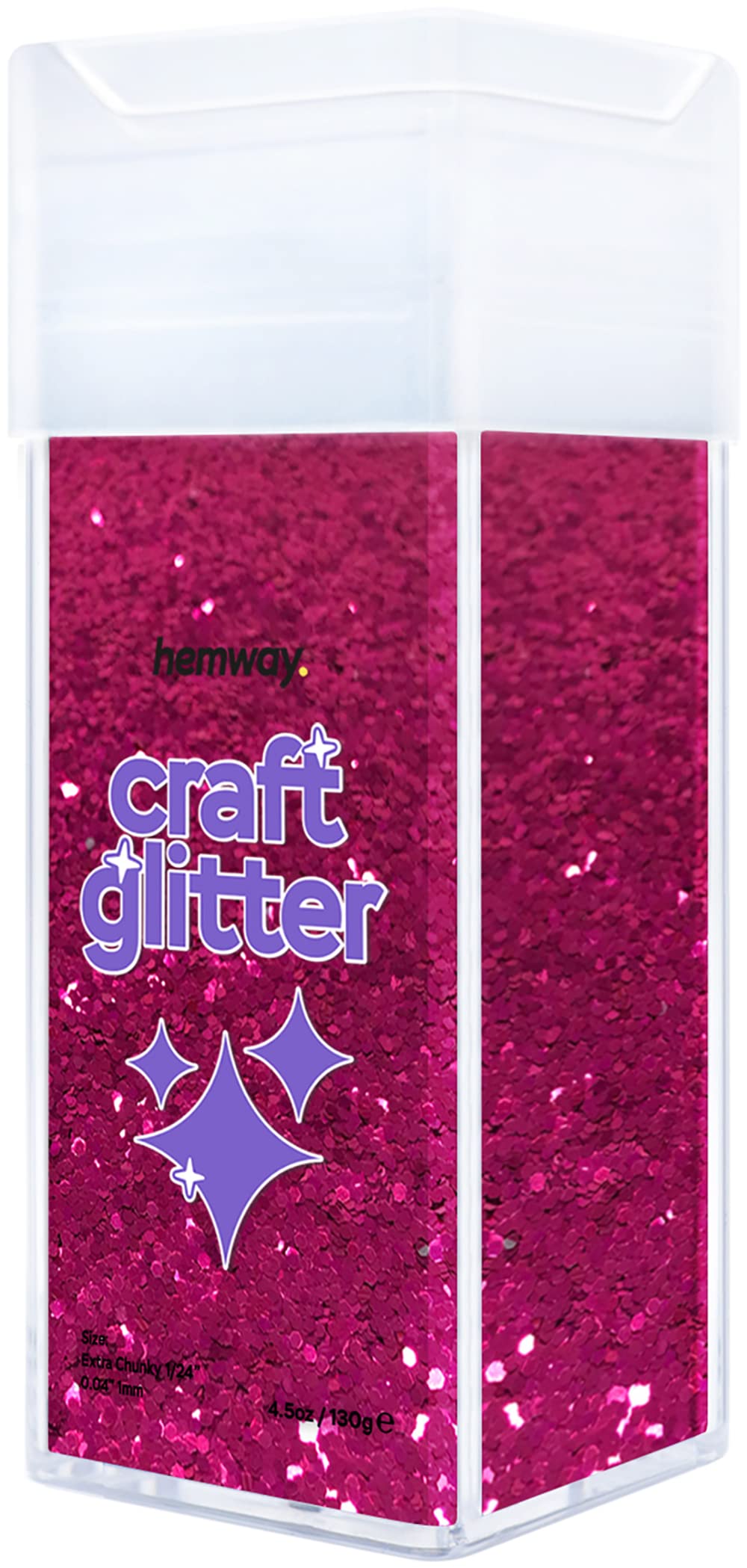 Hemway Glitter Shaker Dark Rose Pink 130g Extra Chunky, Craft Glitter Shaker for Resin & Epoxy Crafts, Christmas Art Supplies, Nail, Body, Face, Eye, Festival, Crafting, Slime, Sparkle