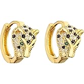 14K Gold Filled Leopard Earrings For Women, Zircon Animal Leopard Earrings Women's Hip-Hop Personality, Cheetah Earrings, Animal Print Earrings