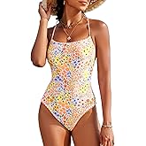 Jolefille Womens One Piece Swimsuit Tummy Control Modest Bathing Suit Teen Girls Swim Suit Cute Floral Swimwear