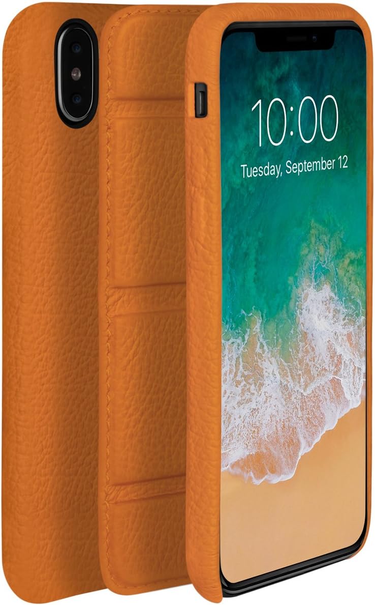 ullu UDUO2GXPL13 Premium Leather Cell Phone Case for iPhone X/XS - Tangerine Orange, iPhone X/Xs