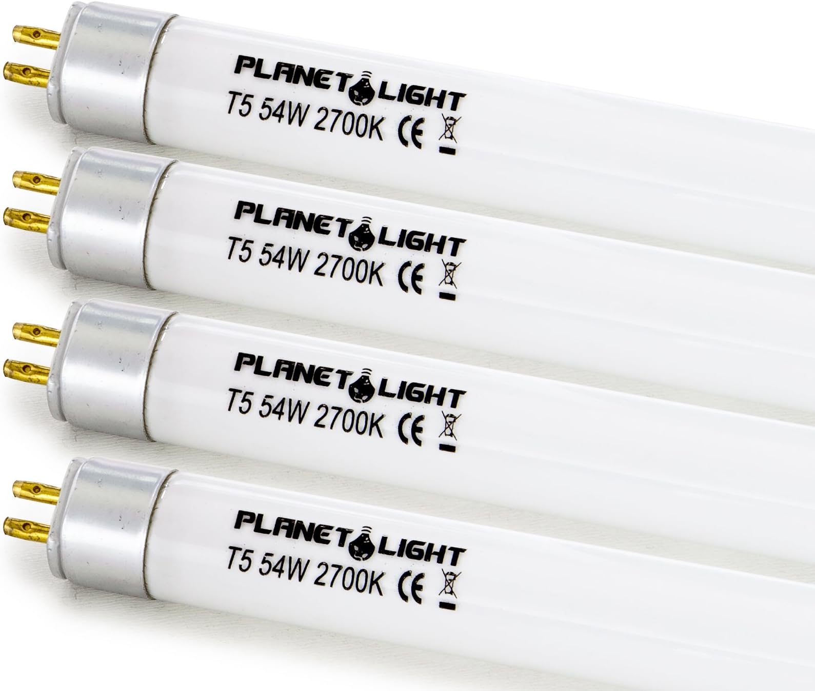 Planet Light 54-Watt 4-Pack T5 Fluorescent Grow Light Bulbs (4FT 54W 2700K) for Indoor Horticulture Gardening, Hydroponics, Aquaponics, Seedling, Cutting, Cloning, Germination (2700k)