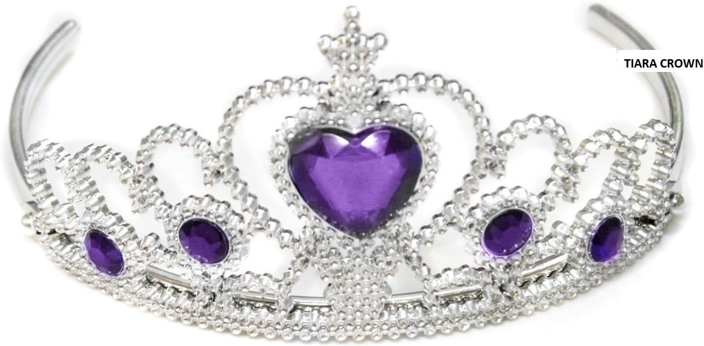 One4All Buy® Girls Ladies Silver Plastic Tiara with Centre Purple Heart Jewel, Dress Up Party Tiara Purple Hen Party Halloween Birthday costume