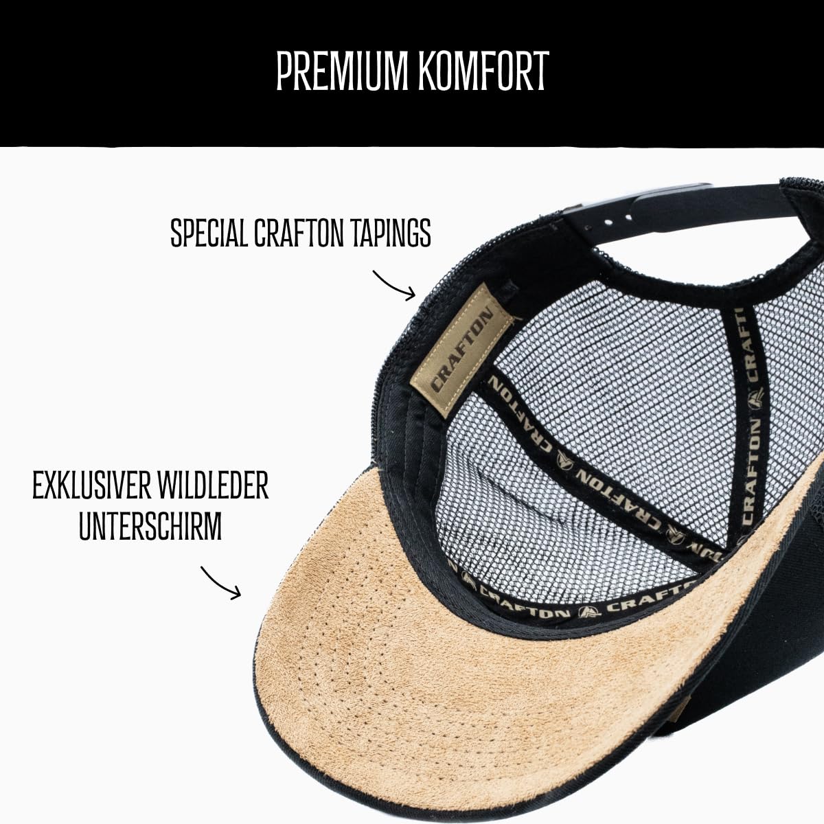 Crafton Big Mountain Mesh Trucker Cap - Baseball Cap - Unisex - atmungsaktiv - individuell verstellbar - für Damen und Herren Farbe: Black 2