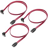 Cable Matters 3-Pack 90 Degree Right Angle SATA III 6.0 Gbps SATA Cable (SATA 3 Cable) Red - 18 Inches