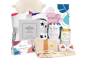 UAREHIBY Gifts for Mom,Mothers Day Gifts with 12 OZ Wine Tumbler,Birthday Gifts for Mom with Blanket From Daughter,Son,Kids,Gift Basket for Mother-in-law,New Mom Gifts for Wife from Husband,Christmas Gifts