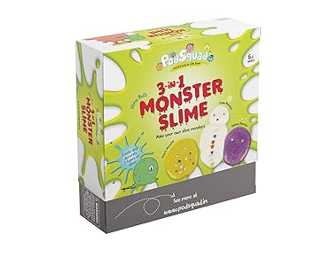 PodSquad 3-in-1 Slime - Make 3 Different Characters Beach, Snow and Galaxy Monster (Orange, 4-9 Years)