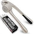 Zulay Kitchen Premium Garlic Press Set - Rust Proof & Dishwasher Safe Professional Garlic Mincer Tool - Easy-Squeeze, Easy-Cl